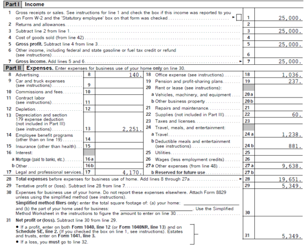 Sch-c-example - Nyc Tax & Accounting Services 